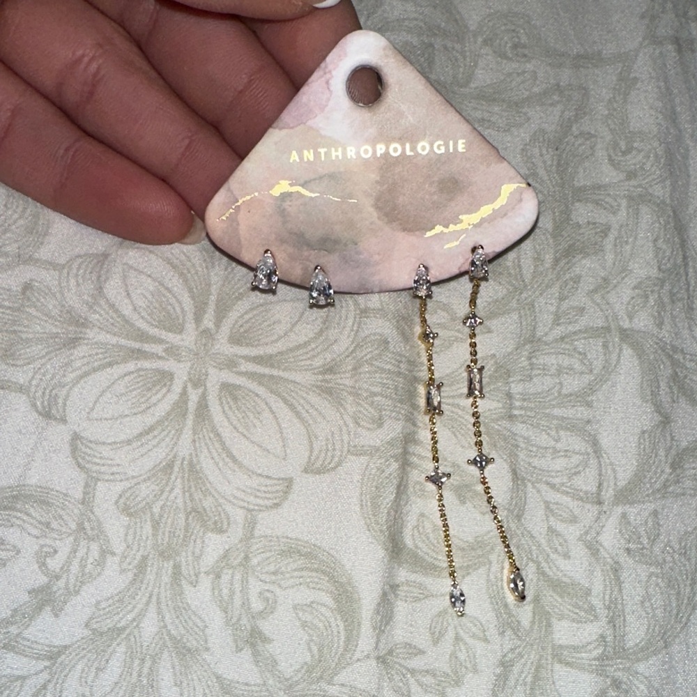 Anthropologie Gold and Silver Chain Earrings